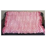 Hand Woven Pink and White Geometric Design Throw