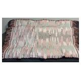 Hand Woven Pink, Green, Brown Throw Blanket As