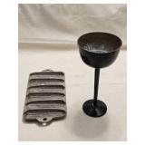 Vintage Aluminum Cornbread Pan & Metal Goblet 9ï¿½"