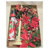 Artificial Poinsettia Decor, Christmas Candle &