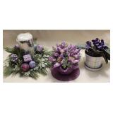 Candle & Flower Pots w/ Faux Flowers