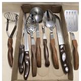 Vintage Cutco Kitchen Utensils with Brown Swirl