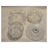 4 Clear Cut Glass Bowls
