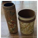 Folk Art Umbrella Stand 21ï¿½ and Trash Can 14.5ï¿½