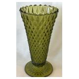 Vintage Indiana Glass Green Diamond Point Pressed