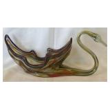 MCM Handblown Art Glass Swan Centerpiece Bowl