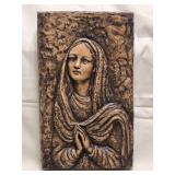 Ceramic Mother Mary Wall Plaque- Marked Italy