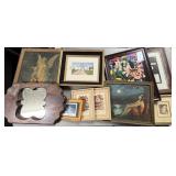 Several Assorted Framed Pictures, Mirror,