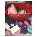 Red Storage Tote With Doll Furniture and Pillows