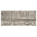 6 Clear Glass Vases