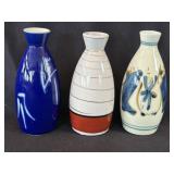 Set of Three Vintage Japanese Ceramic Tokkuri