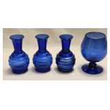 Cobalt Blue Glass 4ï¿½" Vases & Brandy Snifter
