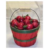 Wooden Basket w/ Faux Apples 9"W 8ï¿½"H