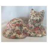 Vintage Chintz Multicolor Pastel Pink Floral Cat