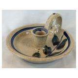 Vintage Pottery Salt Glazed Candlestick Holder