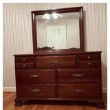 Vintage Solid Cherry Wood Double Dresser and