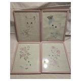 4 Framed Cat Needlepoint Wall Decor 11ï¿½"x 14ï¿½"