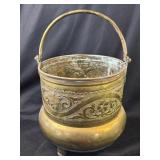 Vintage Brass Bucket / Planter with Handle and