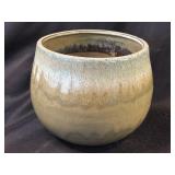 Green and White Drip Ceramic Pottery Planter
