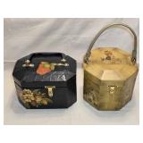 2 Vintage Wooden Purse Boxes