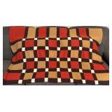 Hand Woven Afghan Geometric Checkered Patchwork
