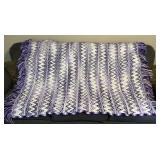 Hand Woven Purple and White Throw Blanket