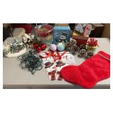 Small Storage Tote With Assorted Christmas Lot As