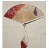 Vintage Japanese Bamboo Folding Fan 8" tall