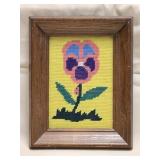 Framed Needlepoint Flower 7ï¿½"x 9ï¿½"