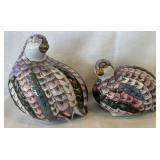 Set of 2 Vintage Quail Bird Figurine Multi-Color
