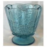 Paneled Bowl Compote Grapes and Leaves - Aqua
