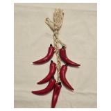 Ceramic Hanging Peppers Decor 12" tall