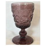 Amethyst Purple Pressed Glass Water Goblet With