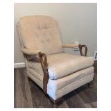 Antique Hand Carved Gooseneck Upholstered