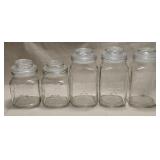 5 Anchor Hocking Fleur De Leis Clear Canisters