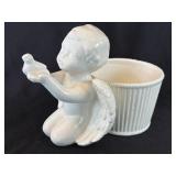 Vintage AAA Imports Porcelain Cherub Holding Bird