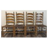 Vintage Rush Seat Ladder Back Dining Chairs Set