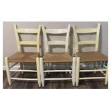 Pale Yellow Ladder Back Chairs With Woven Rush