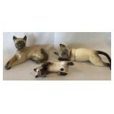 Set of 3 Ceramic Siamese Kitten Figurines One