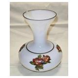 Vintage Handpainted Floral Milkglass Vase 10"
