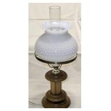Electric Hobnail Milkglass Hurricane Lamp