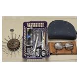 Tie Rack, Glasses, Make-up Bag & Scissors