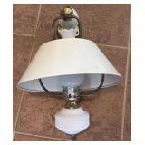 Vintage Brass and White Milk Glass Wall Mounted