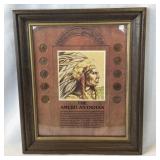 Vintage American Indian Head Pennies Set Framed