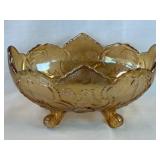 Vintage Jeanette Amberina Carnival Glass 4 Footed
