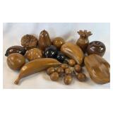 Vintage Mid-Century Carved Wooden Fruit and