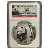 S - 2001D MS69 CHINA 10ï¿½ PANDA 1oz .999 SILVER (g