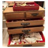 U - 5-DRAWER JEWELRY CHEST W/ CONTENTS