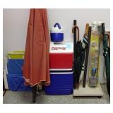 Y - COOLERS, UMBRELLAS, FISHING SET, FOLDING CHAIR