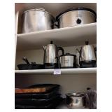 Y - CROCK-POT, COFFEE MAKER, CAST IRON SKILLETS